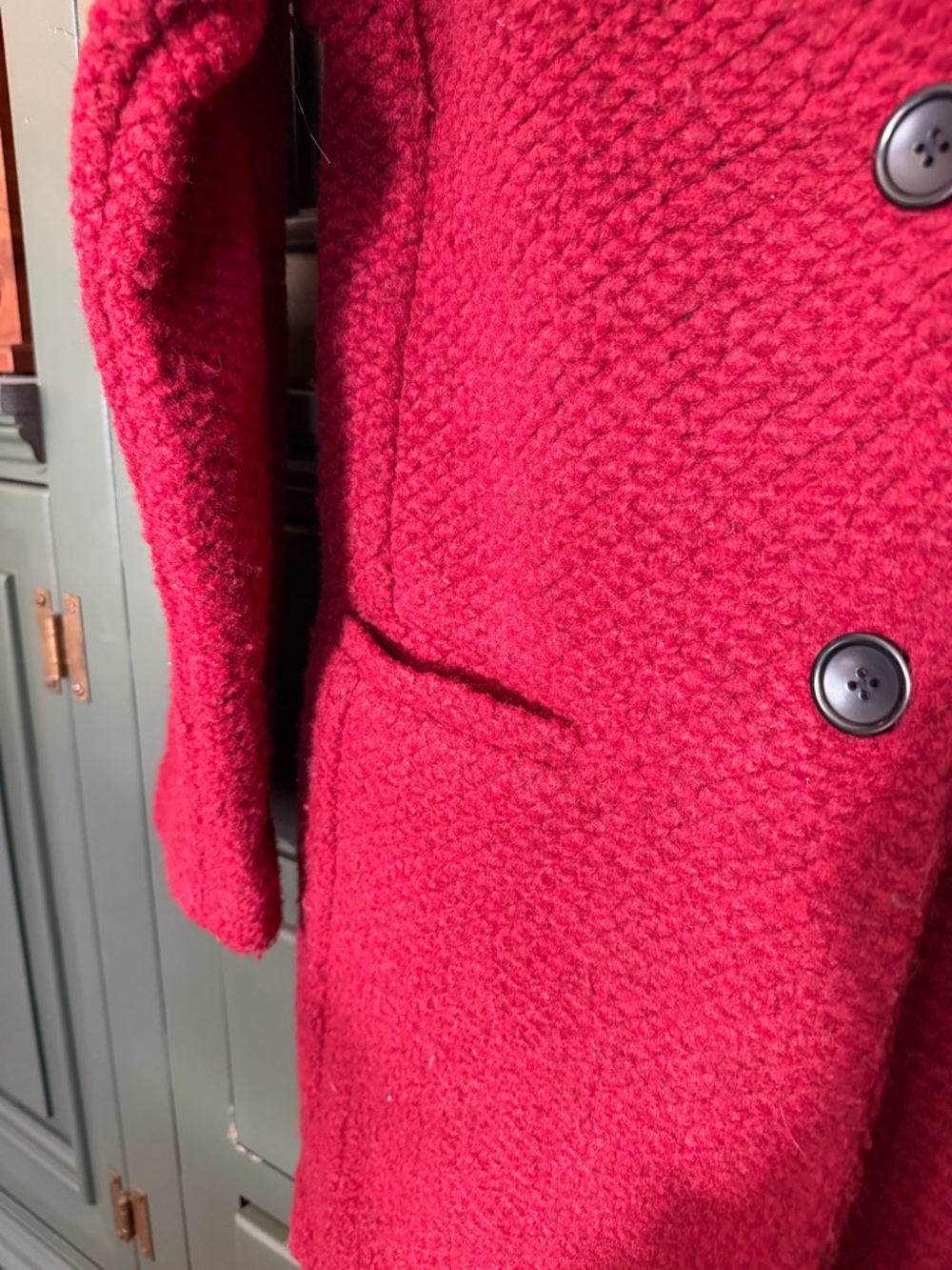 Red Wool Pea Coat - Picture 3 of 4
